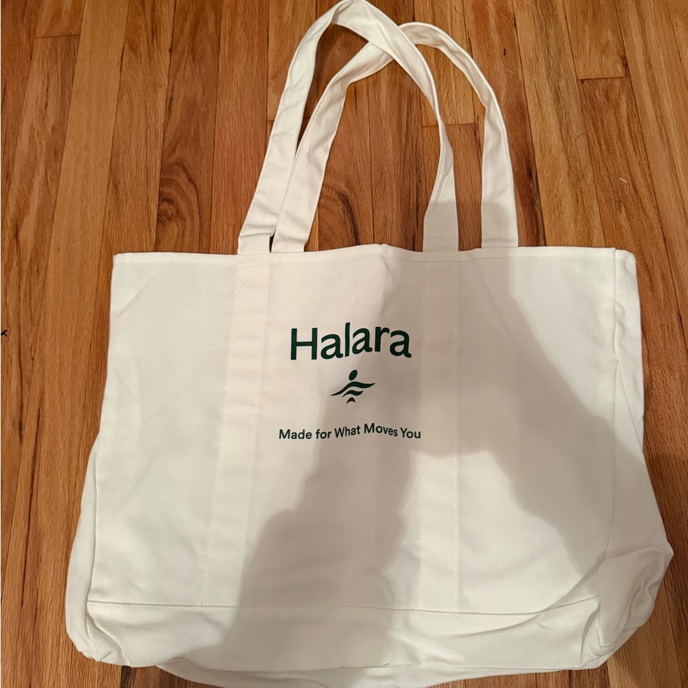 HALARA White Tote with Green Logo